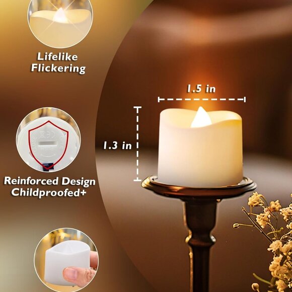 24-Pack Flameless LED Tea Lights Candles Battery Operated, 200+Hour Fake Electri - Picture 5 of 9